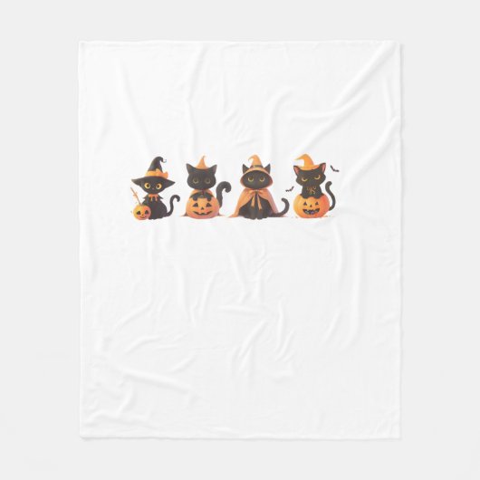 黒猫カボチャ フリースブランケット (正面)