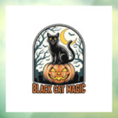 黒猫カボチャ ヴィンテージ ハロウィン 彫刻_1 ウィンドウサイン (シート3)