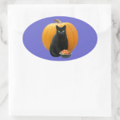 黒猫カボチャ 楕円形シール (バッグ)