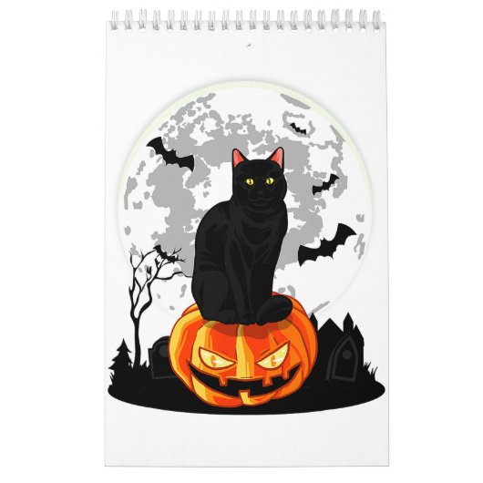 黒猫カボチャTシャツ – フルムーンハロウィン カレンダー (カバー)
