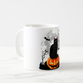 黒猫カボチャTシャツ – フルムーンハロウィン コーヒーマグカップ (正面左)