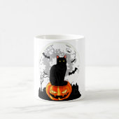 黒猫カボチャTシャツ – フルムーンハロウィン コーヒーマグカップ (中央)