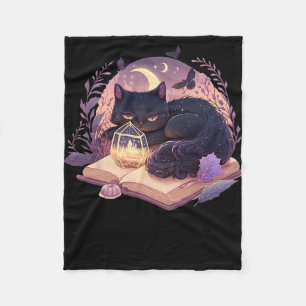 黒猫カボチャTシャツ – フルムーンハロウィン フリースブランケット