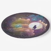 黒猫カラフル三日月 ペーパープレート (アングル)