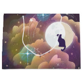黒猫カラフル三日月 ラージペーパーバッグ (正面)
