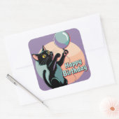 黒猫カラフル スクエアシール (封筒)