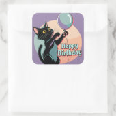 黒猫カラフル スクエアシール (バッグ)