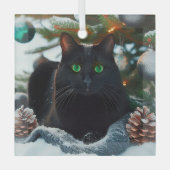 黒猫ガラスのクリスマスオーナメント ガラスオーナメント (正面)