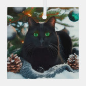 黒猫ガラスのクリスマスオーナメント ガラスオーナメント (裏面)