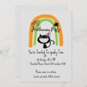 黒猫キッズコスチュームハローウィンパーティ 招待状 (正面/裏面)