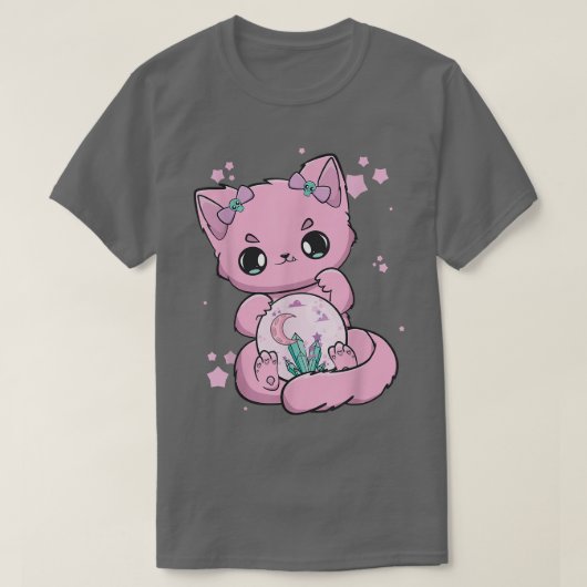 黒猫キッテンかわいい不気味なアニメ猫パステル得 Tシャツ (デザイン正面)