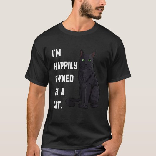 黒猫キットン愛獣毛おもしろいペット飼い Tシャツ (正面)
