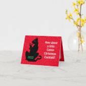 黒猫キャットニップクリスマスカクテルカード カード (黄色い花)