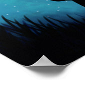 黒猫キラキラ星空モダンイラストレーション ポスター (角)