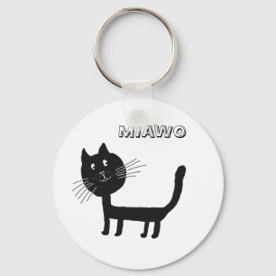 黒猫キーおもしろいリング キーホルダー