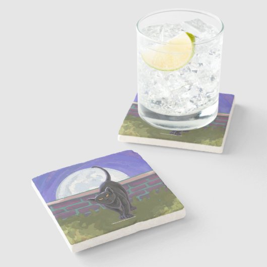 黒猫ギフト&アクセサリー ストーンコースター (横)