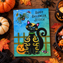 黒猫クモの魔女 カスタムネーム ハロウィン