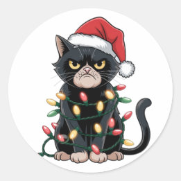 黒猫クリスマスエディション ラウンドシール
