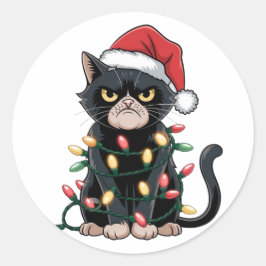 黒猫クリスマスエディション ラウンドシール