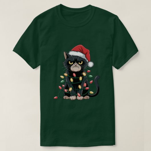 黒猫クリスマスエディション Tシャツ (デザイン正面)