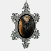 黒猫クリスマスオーナメント スノーフレークピューターオーナメント (左)