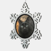 黒猫クリスマスオーナメント スノーフレークピューターオーナメント (右)