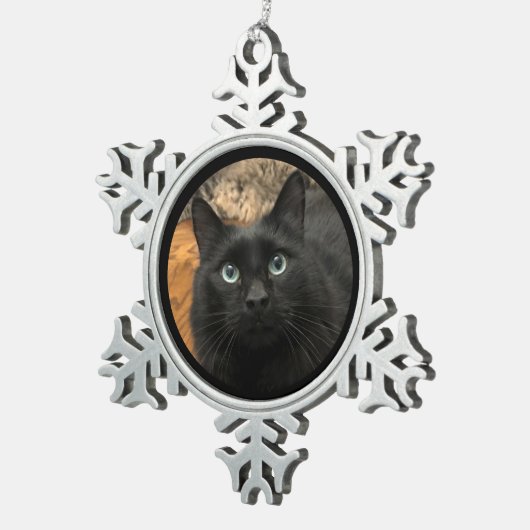 黒猫クリスマスオーナメント スノーフレークピューターオーナメント (右)