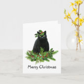 黒猫クリスマスカード カード (黄色い花)