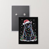 黒猫クリスマスサンタおもしろいハット猫 缶バッジ (正面/裏面)