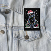 黒猫クリスマスサンタおもしろいハット猫 缶バッジ (インサイチュ)