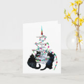 黒猫クリスマスツリーカード カード (黄色い花)