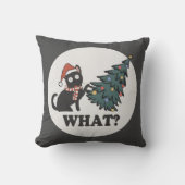 黒猫クリスマスツリーサンタおもしろいハットかわいい クッション (正面)