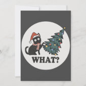 黒猫クリスマスツリーサンタおもしろいハットかわいい 招待状 (正面)