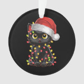 黒猫クリスマスツリーライトサンタおもしろいキッテン オーナメント (正面)