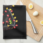 黒猫クリスマスツリーライトサンタおもしろいキッテン キッチンタオル (四つ折り)