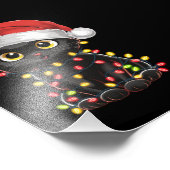 黒猫クリスマスツリーライトサンタおもしろいキッテン フォトプリント            (角)