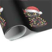 黒猫クリスマスツリーライトサンタおもしろいキッテン ラッピングペーパー (ロールコーナー)