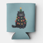 黒猫クリスマスツリー油絵変更 缶クーラー (正面)