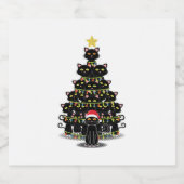 黒猫クリスマスツリー猫クリスマス スパークリングワインラベル (シングルラベル)