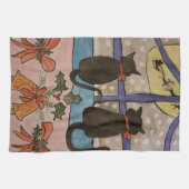 黒猫クリスマスティータオル キッチンタオル (横)