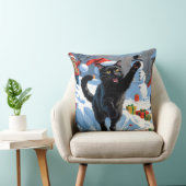 黒猫クリスマスフェスティバル雪のシーン クッション (椅子)