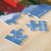 黒猫クリスマスフェスティバル雪のシーン ジグソーパズル (側面)