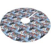 黒猫クリスマスフェスティバル雪のシーン ブラッシュドポリエステルツリースカート (アングル)