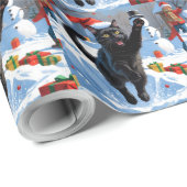 黒猫クリスマスフェスティバル雪のシーン ラッピングペーパー (ロールコーナー)