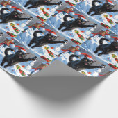 黒猫クリスマスフェスティバル雪のシーン ラッピングペーパー (角)