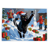黒猫クリスマスフェスティバル雪のシーン ラージペーパーバッグ (裏面)