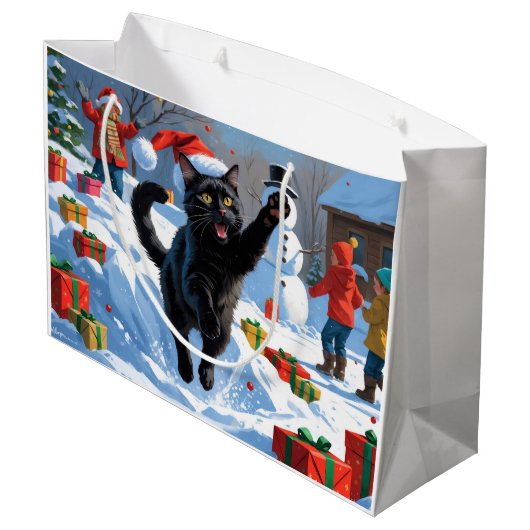 黒猫クリスマスフェスティバル雪のシーン ラージペーパーバッグ (裏面アングル)