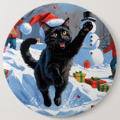 黒猫クリスマスフェスティバル雪のシーン 缶バッジ (正面)