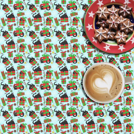 黒猫クリスマスプレゼント テーブルクロス