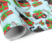 黒猫クリスマスプレゼント ラッピングペーパー (ロールコーナー)